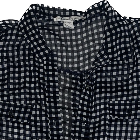 AMERICAN RAG loose fit sheer black and oversized white button down size S - Picture 2 of 2